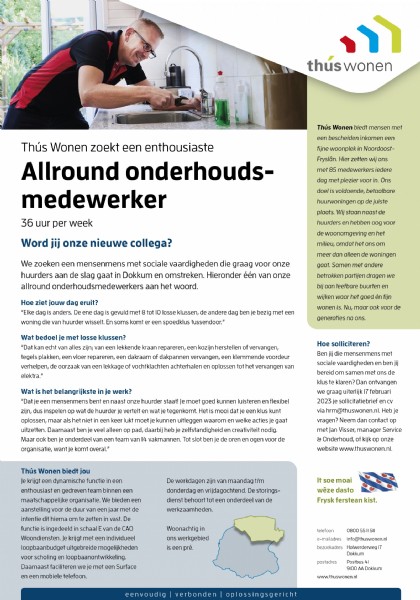 Vacature Allround onderhoudsmedewerker